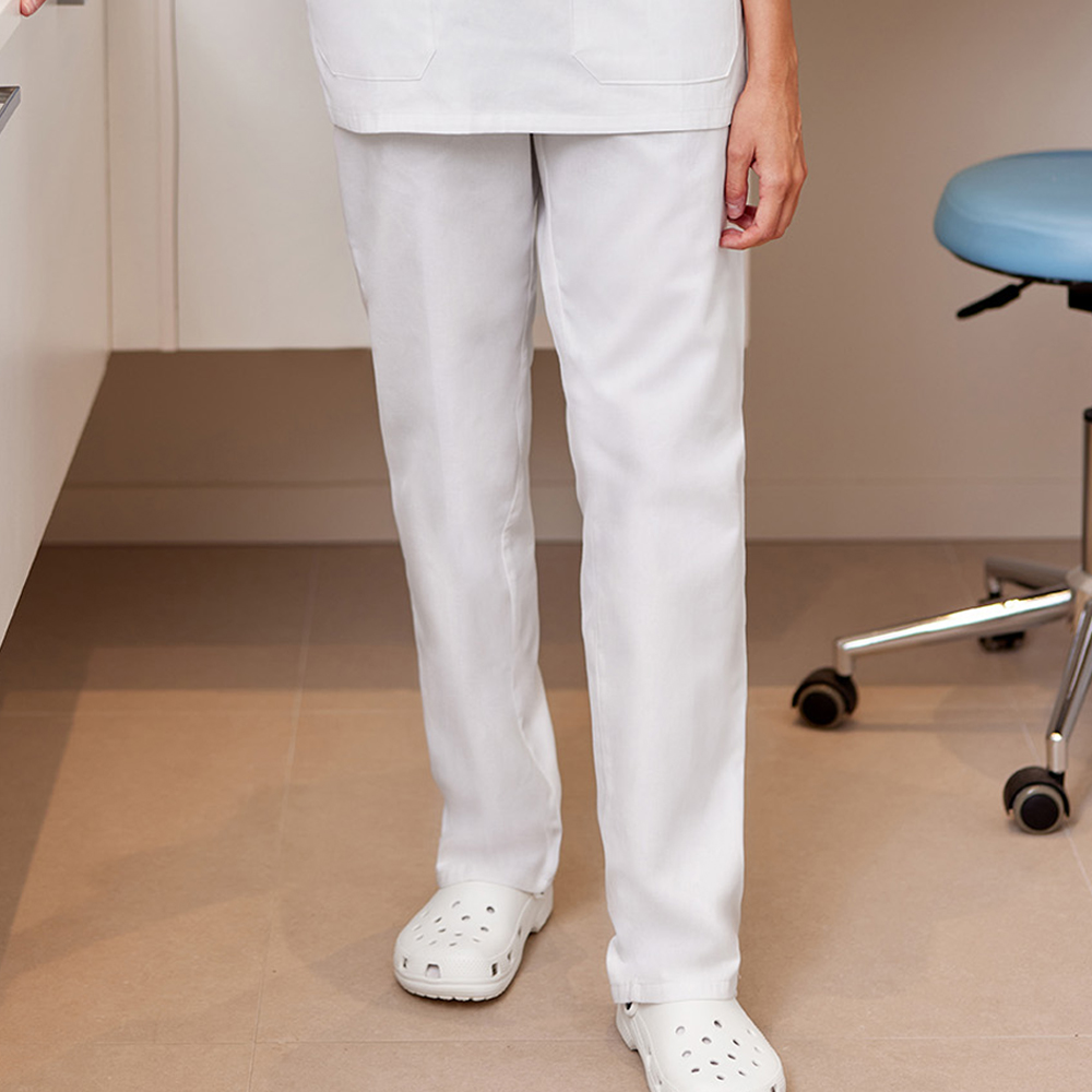 calça-unissexo-saúde-sarja-branca-elástico-cintura-bolso-traseiro-referência-333-velilla