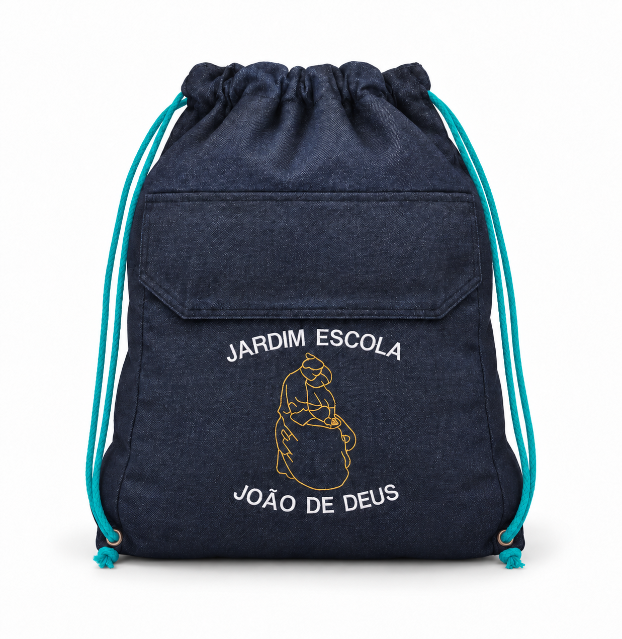 Bolsa de ganga com cordões turquesa