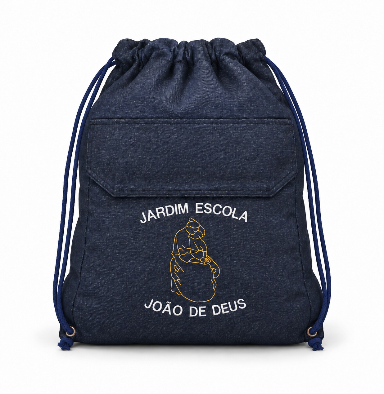 Saco de ganga com cordões azul-marinho