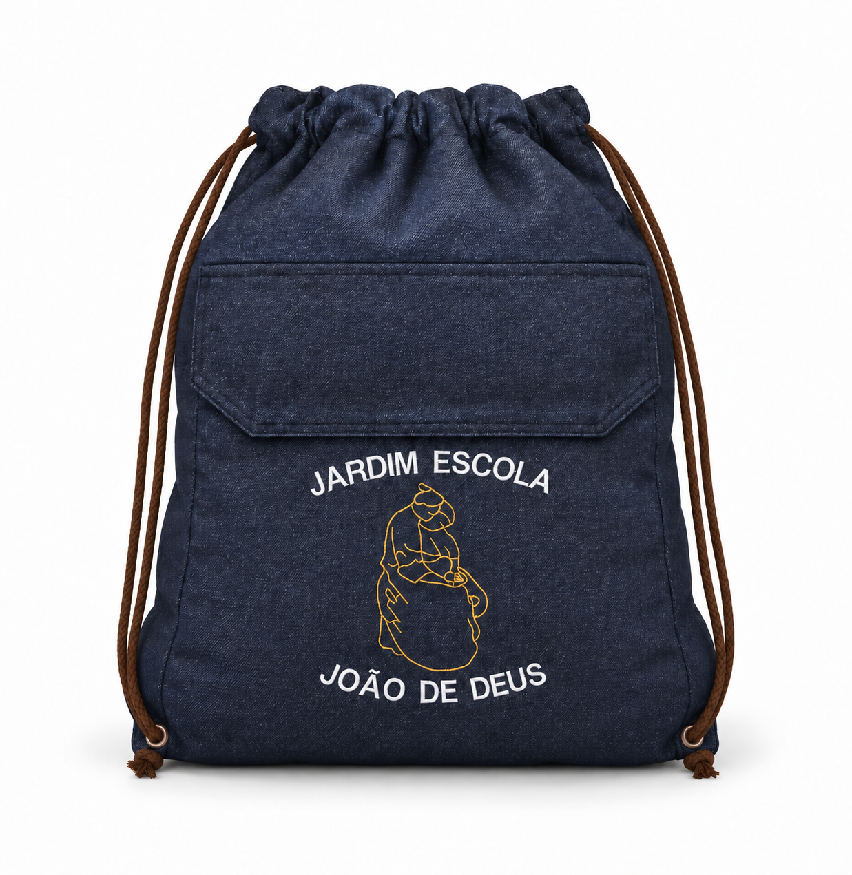 Saco de ganga com cordões castanho-escuros