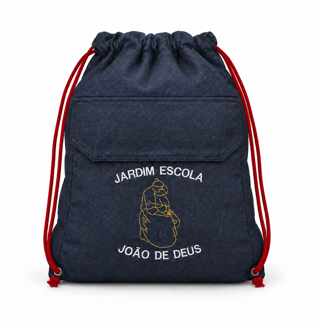 Saco de ganga com cordões vermelhos