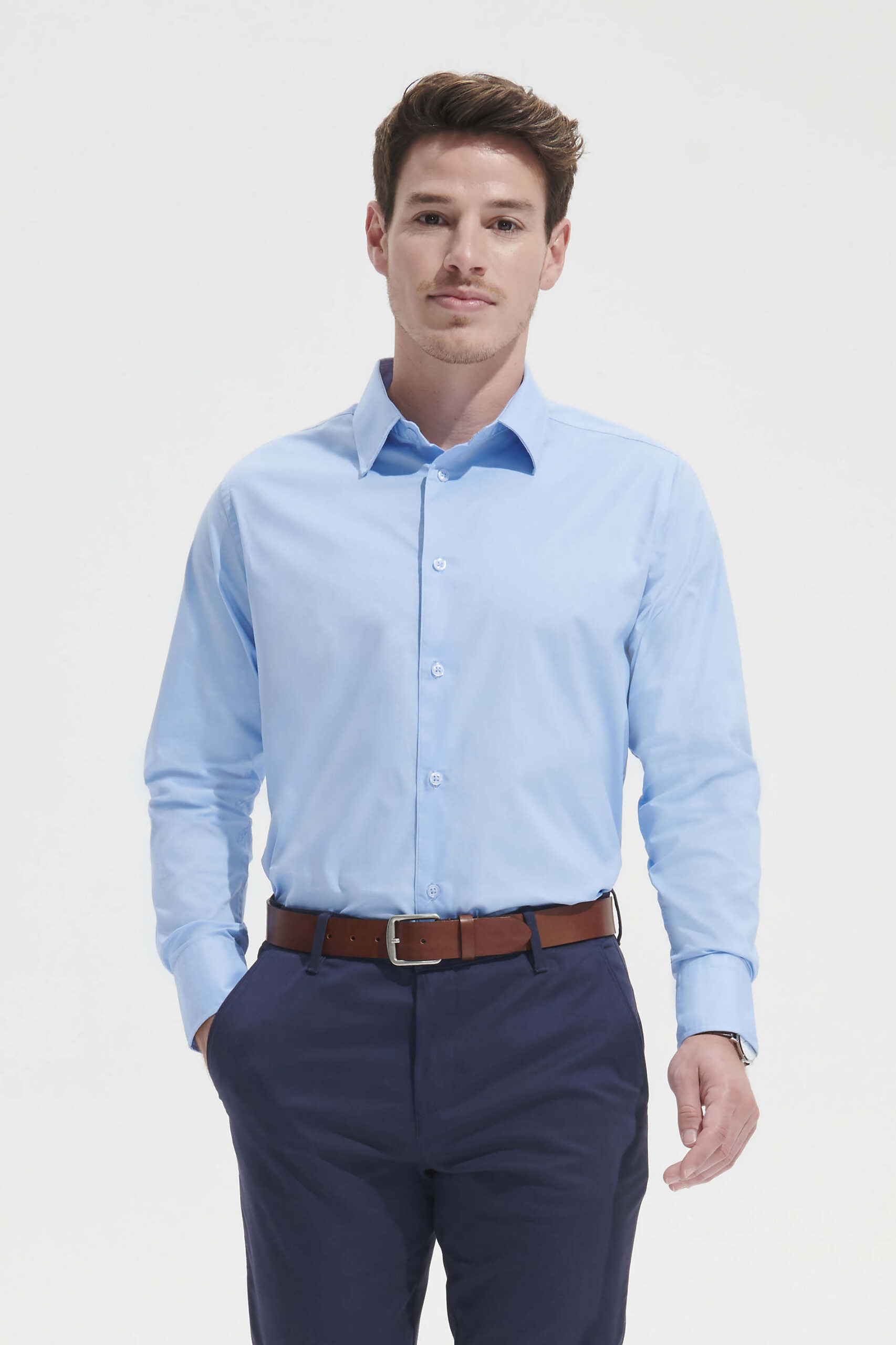 camisa-stretch-de-homem-manga-comprida-com-elastano-azul-claro-brighton-sols