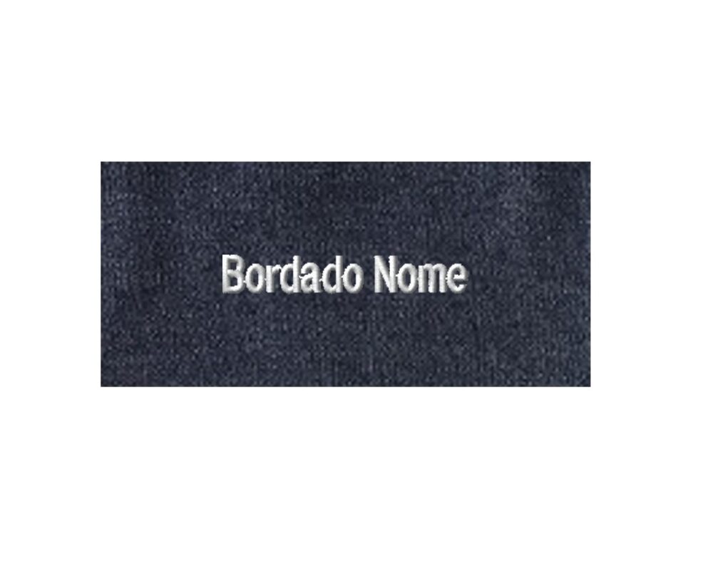 Tira com nome bordado para saco ganga