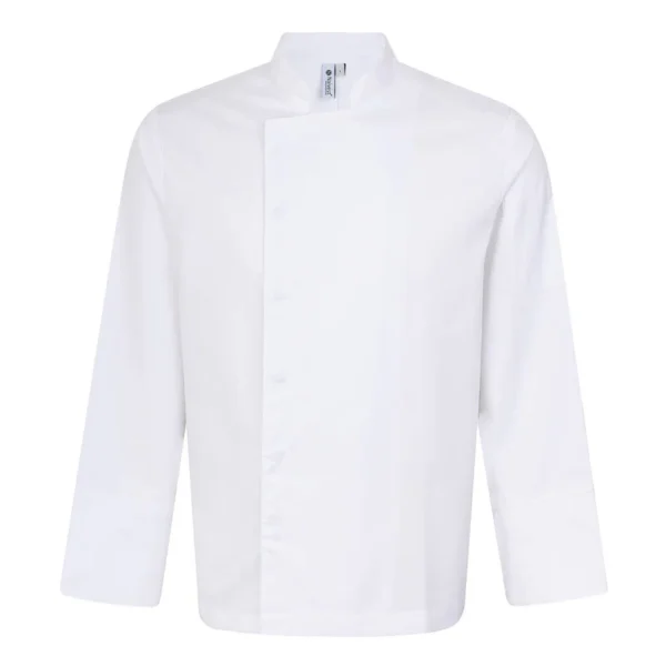 Jaleca unissexo branca Guadiana em uso por profissional de saúde ou restauração